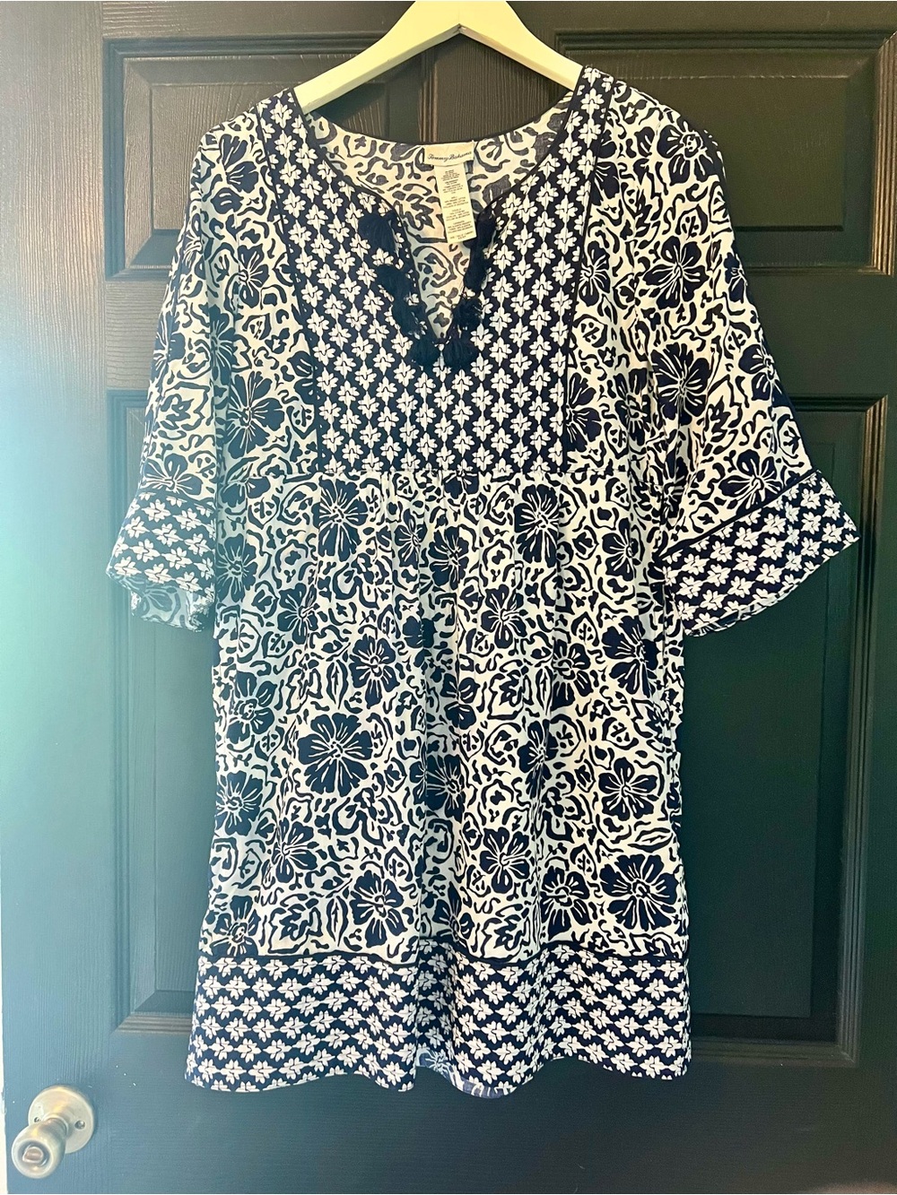 Navy and White Floral Coverup/Dress
